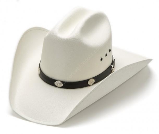 Basic white unisex cowboy Cattleman crown hat