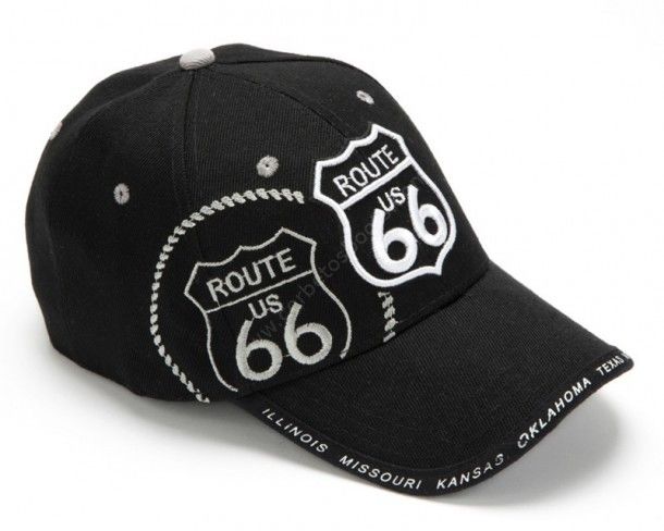 Gorra negra logo Ruta 66 bordado blanco