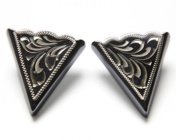 53-CT60 | German Silver engraved filigree collar tips