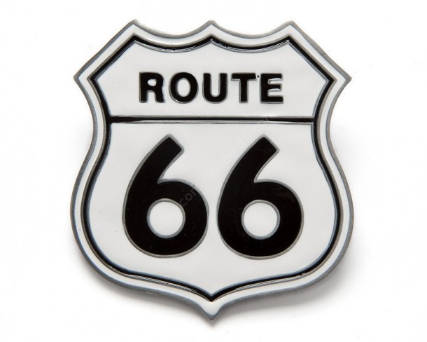Hebilla cinturón logo escudo blanco Ruta 66