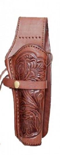 53-H1-CHOC | Engraved brown leather gun holster