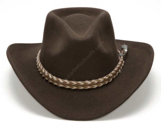Pinch crown crushable brown wool felt cowboy hat