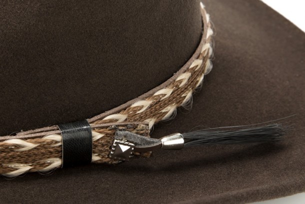 Sombrero cowboy fieltro de lana marrón copa Pinch