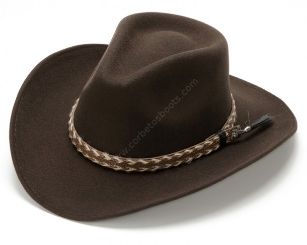 Pinch crown crushable brown wool felt cowboy hat