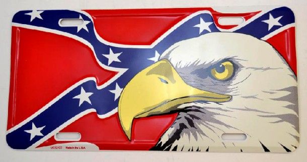 53-LP8895 | Matrícula bandera Confederada con águila
