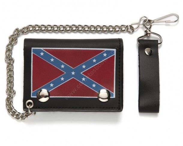 Confederate flag printed small size wallet with chain 