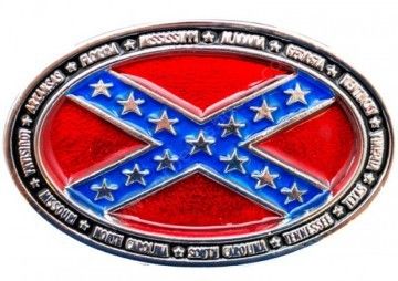 53-ME72 | Confederate flag oval belt buckle