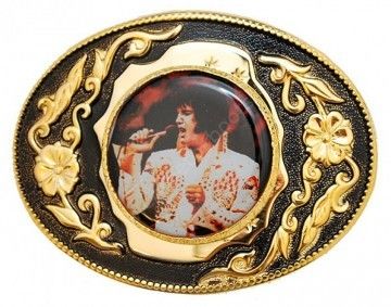53-RE5G | Elvis Presley image golden plated buckle