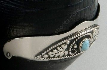 53-WX20 | Taloneras bota metal plateado decoradas con turquesa