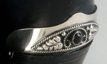 53-WX21 | Taloneras bota metal plateado decoradas ónix