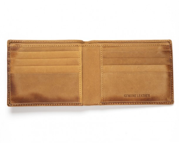 Sand colour tanned leather classic western wallet