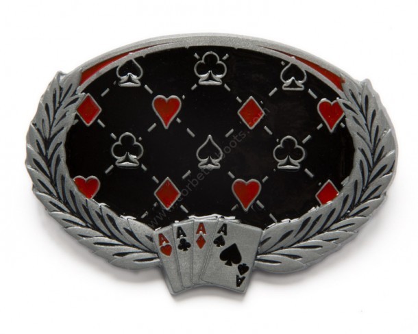 Four suits rockabilly belt buckle with four aces