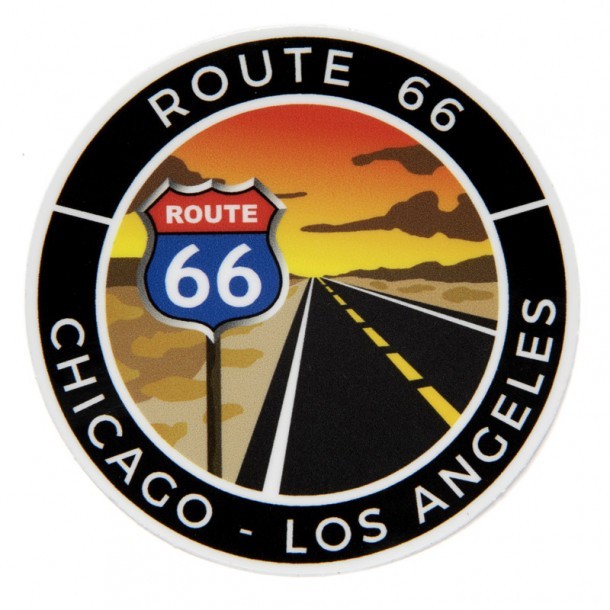 Adhesivo Ruta 66 redondo Chicago - Los Angeles