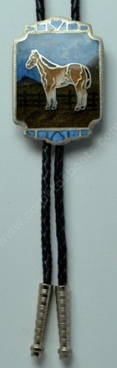 57-57B | Sand painted standing horse bolo tie