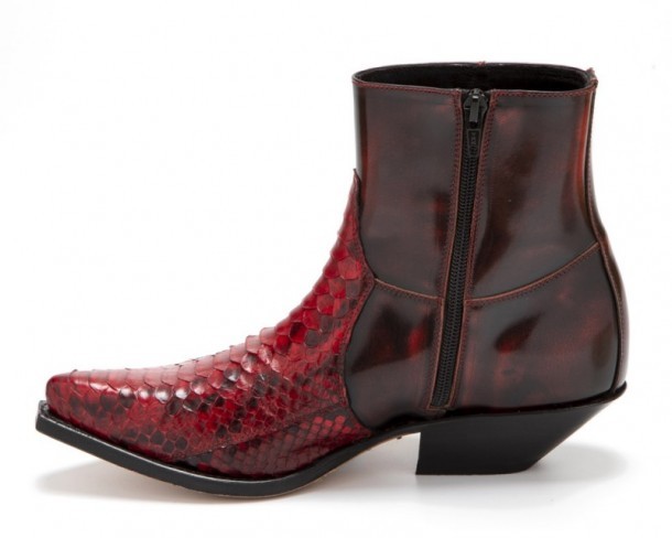 Exclusive edition Sendra red python skin and shiny leather ladies western boots