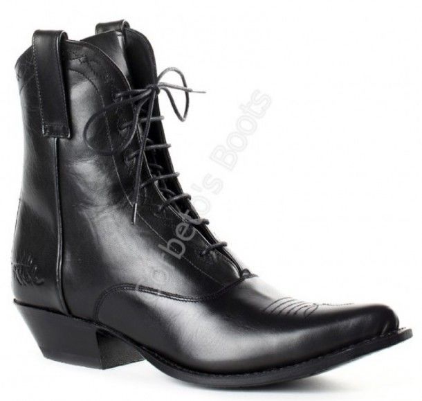5786 JC Sedalín Negro | F. J. Sendra ladies black leather laced ankle cowboy boot