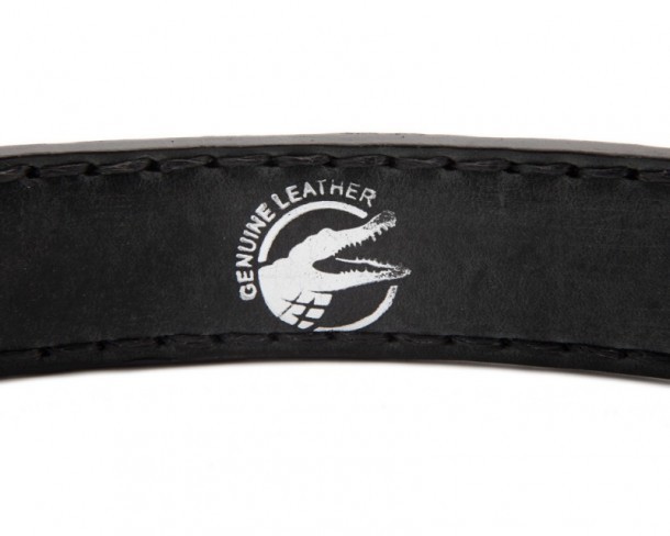 Combinated black cocodrile skin and black leather mens western belt