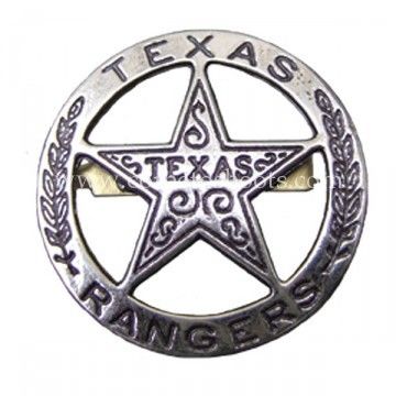 Rounded engraved Texas Rangers badge