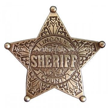 Golden Lincoln County engraved sheriff badge