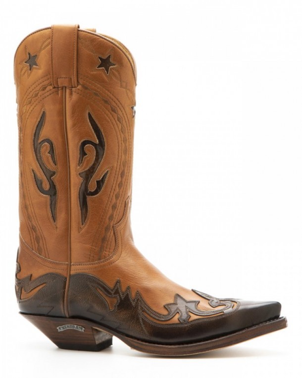 Limited edition mens Sendra orange brown and cinnamon brown leather western boots