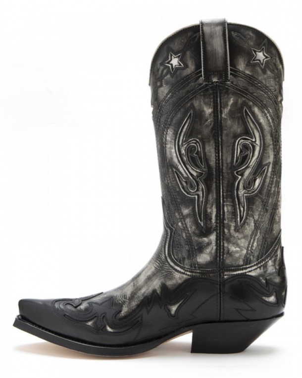 Mens Sendra white cowboy boots with black stains