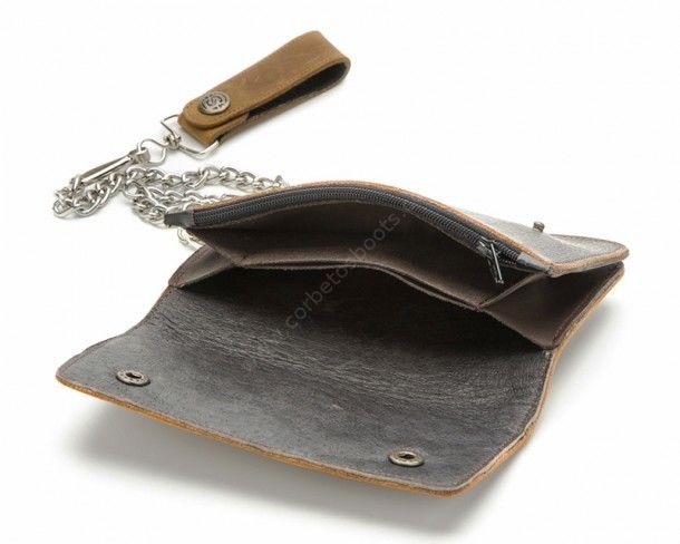 Sendra distressed whiskey brown leather cowboy chain wallet
