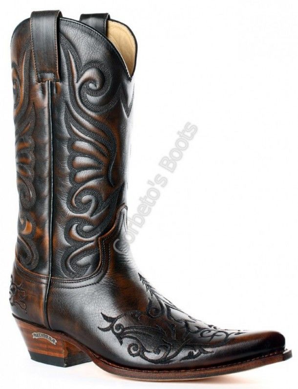 6056 Javi Britnes Flo Marron | Sendra mens tribal embroidery copper color leather cowboy boots
