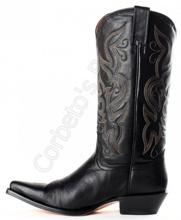 61111 Suaty Negro - Buffalo Boots ladies black cow leather high leg cowboy boots