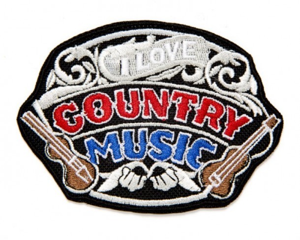 I Love Country Music embroidered clothing patch