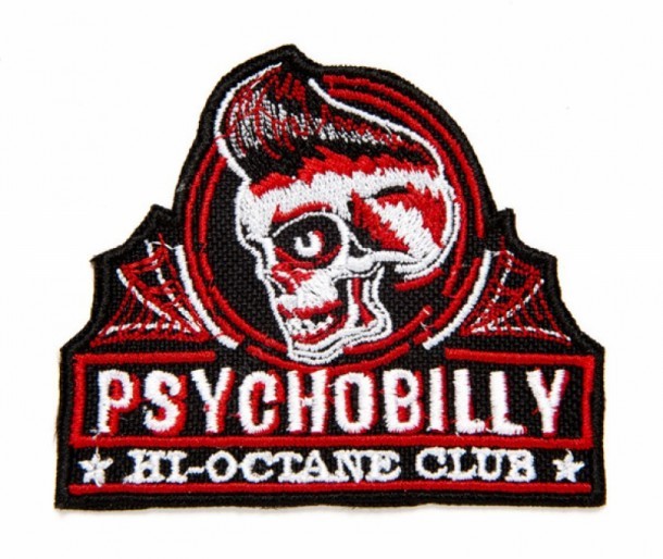 Skeleton with toupee psychobilly style clothing patch