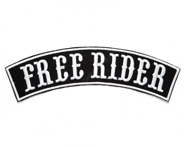 Compra en nuestra tienda especializada online este parche grande rectangular de estilo biker FREE RIDER, ideal para grupos de motoristas.