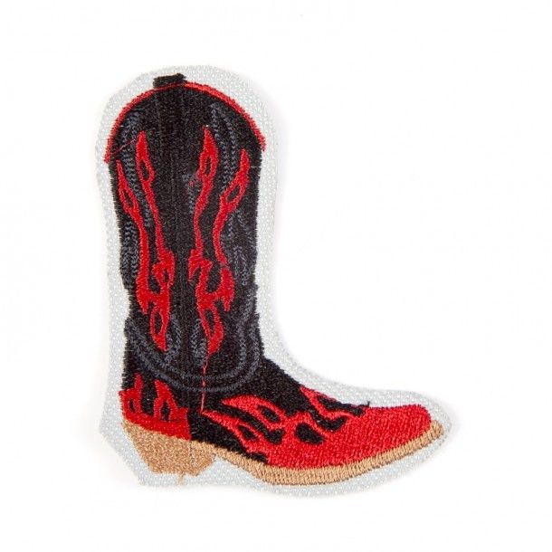 Country style red and black cowboy boot patch