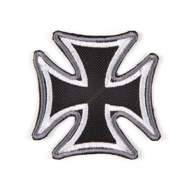 Black Malta cross embroidered biker patch