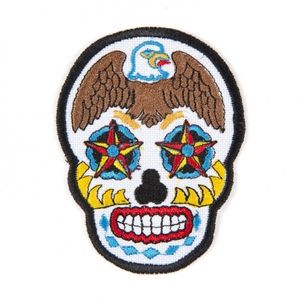 67-KM357 | Mexican sugar skull embroidered patch