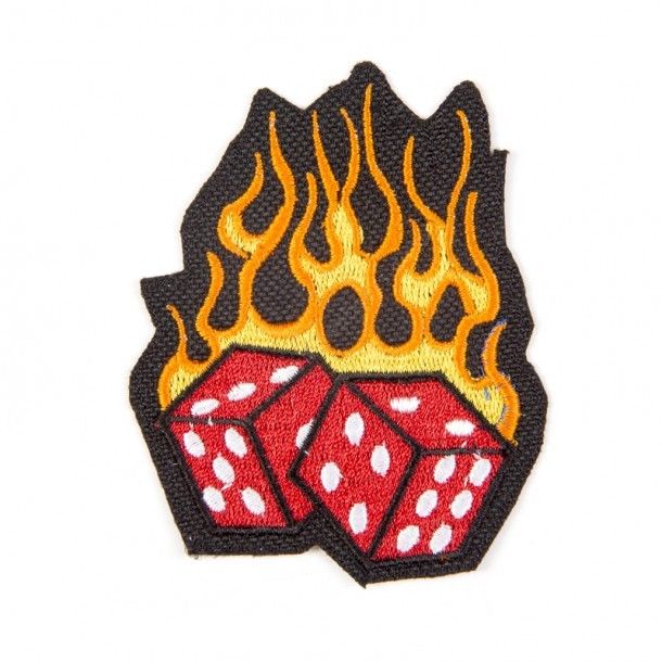 67-KM404 | Parche rockabilly dados en llamas