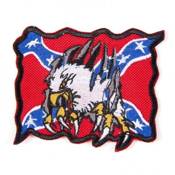 Parche motero águila desgarrando bandera confederada