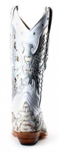 6971 Cuervo Piton Blanco Negro-Garduña Blanca | Sendra ladies combined white cow leather and snake skin cowboy boots