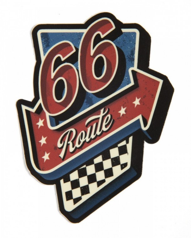 Road neon sign style Route 66 sticker