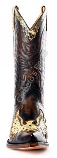 7106 Cuervo Natur Antic Jacinto-Pitón Natural | Bota cowboy Sendra para hombre cuero marrón con águila en piel serpiente
