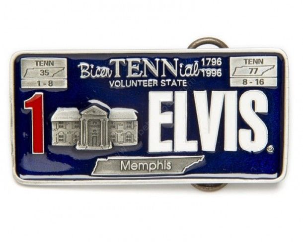 Elvis Presley Tennessee license plate belt buckle