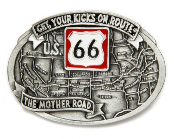 Route 66 map belt buckle