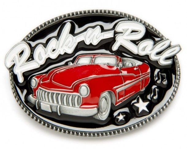 Classic Cadillac red enamel rockabilly belt buckle