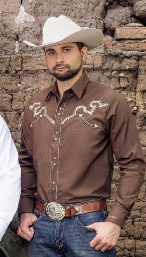 Camisa western marrón para hombre Ranger
