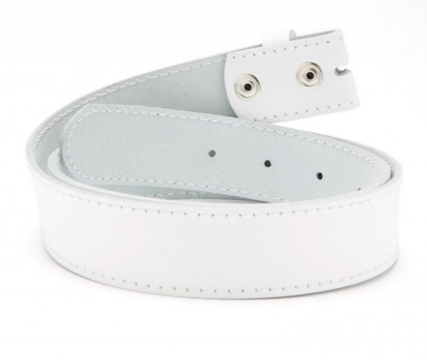White plain cowhide belt without buckle
