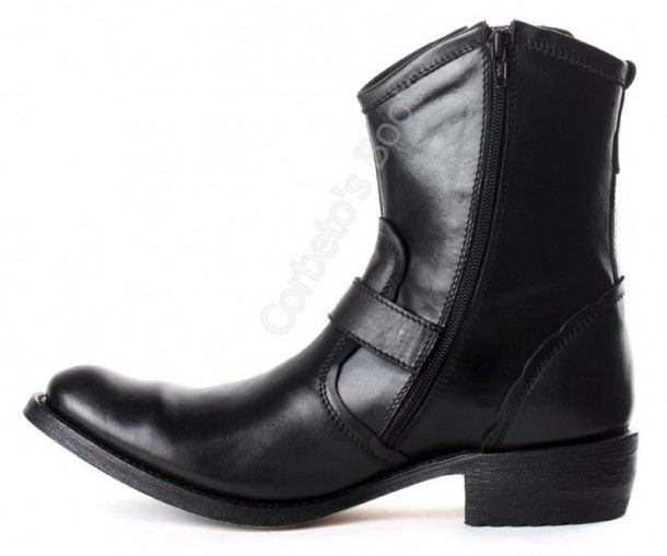 7453 Wide Sedalin Negro | Sendra mens black ankle boots with zipper and rubber sole