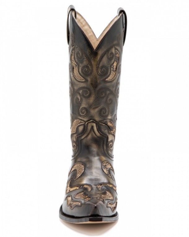 Mens Sendra snake skin and cow leather cowboy boots hand crafted in Spain. Buy online your new western boots, long lasting quality