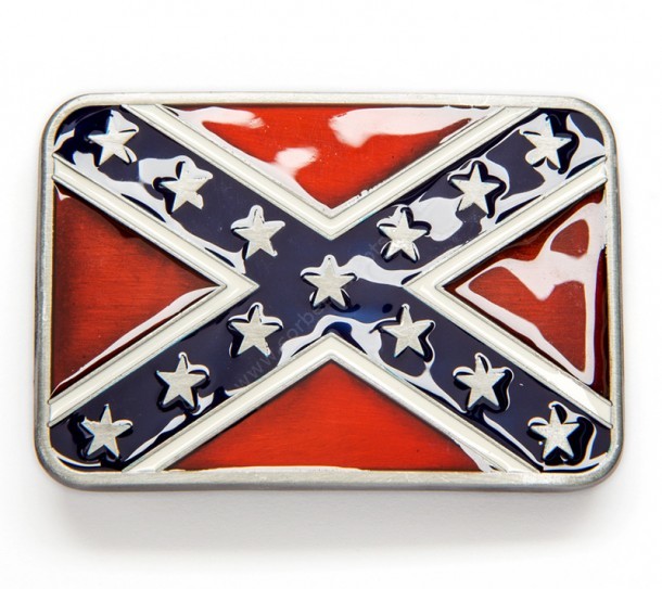 Enamel-coloured Confederate flag belt buckle
