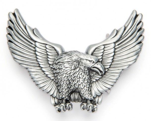 Big size flying eagle silver belt buckle