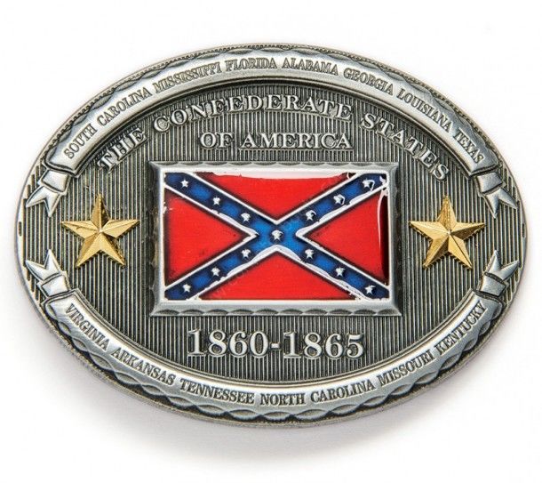 Buy right now at our specialized Southern collectible products online shop this commemorative belt buckle with the name of all Confederate States.