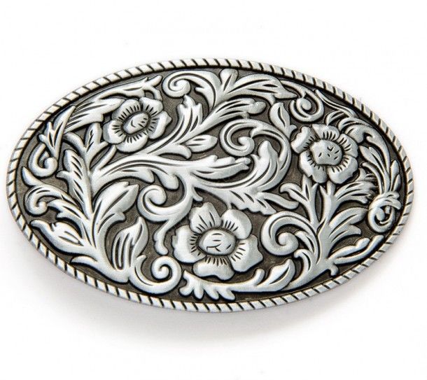Find out at our online cowboy shop this unisex country style black enamel belt buckle with flower engraving and many other western buckles.